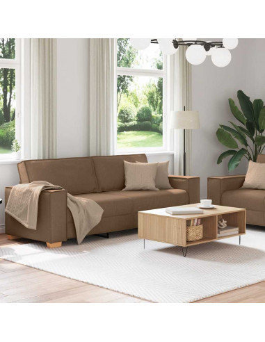 Set di Divani 2 pz con Cuscini Marrone in Tessuto