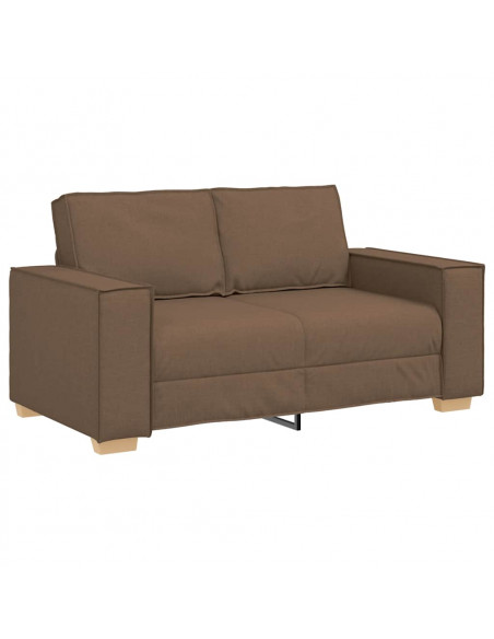 Set di Divani 2 pz con Cuscini Marrone in Tessuto