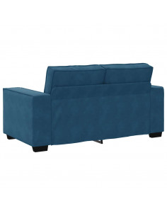 Set di Divani 2 pz con Cuscini Blu in Velluto