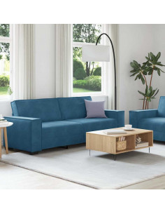 Set di Divani 2 pz con Cuscini Blu in Velluto 2