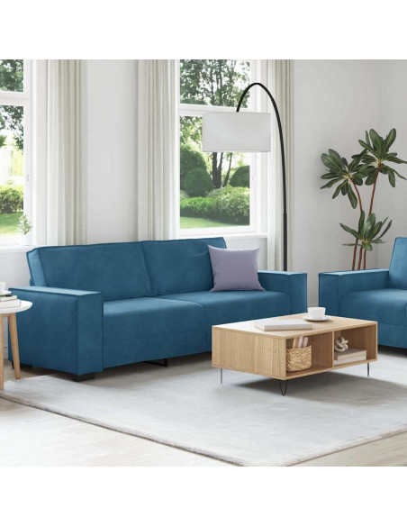 Set di Divani 2 pz con Cuscini Blu in Velluto