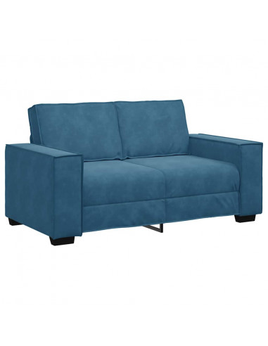 Set di Divani 2 pz con Cuscini Blu in Velluto