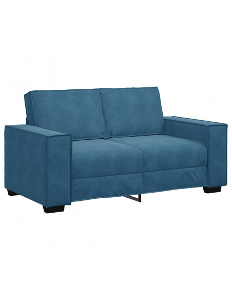 Set di Divani 2 pz con Cuscini Blu in Velluto