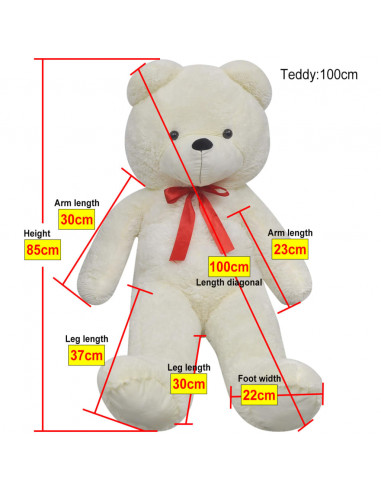 Orsacchiotto di Peluche XXL Bianco 85 cm