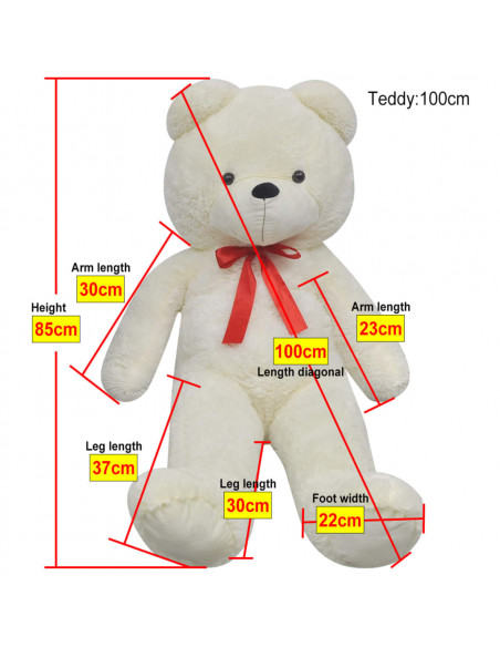 Orsacchiotto di Peluche XXL Bianco 85 cm
