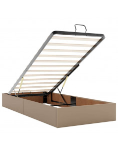 Pouf Letto con Materassi e LED Cappuccino 160x200cm Similpelle