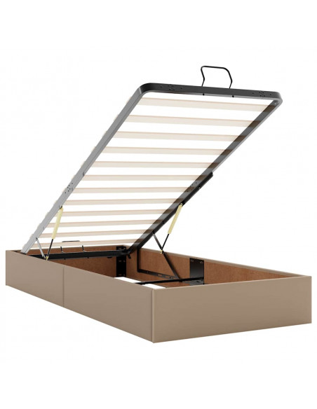 Pouf Letto con Materassi e LED Cappuccino 160x200cm Similpelle