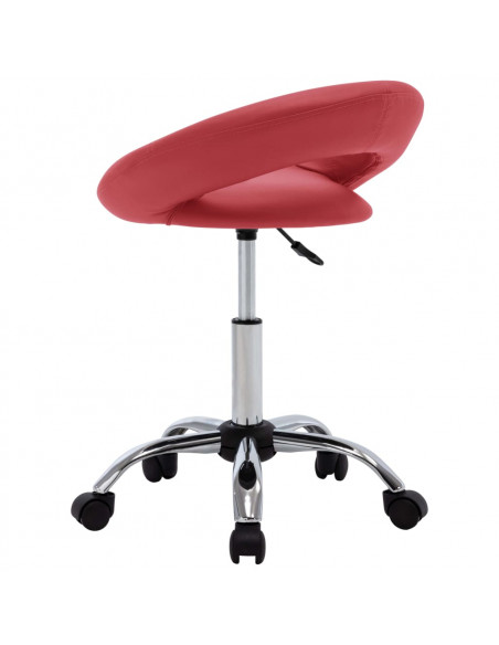 Sedia da Lavoro con Ruote Rossa in Similpelle