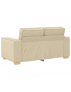 Set di Divani 2 pz con Cuscini Crema in Tessuto