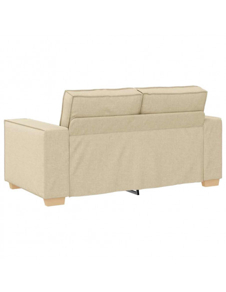 Set di Divani 2 pz con Cuscini Crema in Tessuto