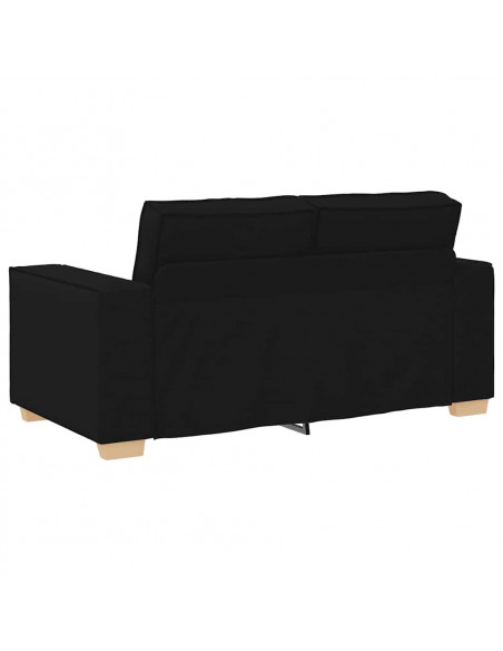 Set di Divani 2 pz con Cuscini Nero in Tessuto