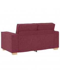 Set di Divani 2 pz con Cuscini Rosso Vino in Tessuto