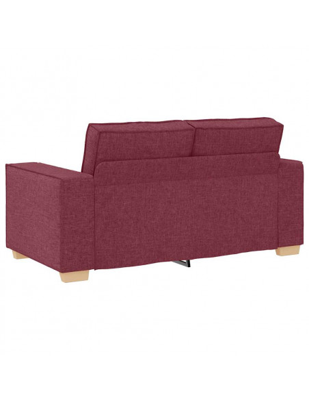 Set di Divani 2 pz con Cuscini Rosso Vino in Tessuto