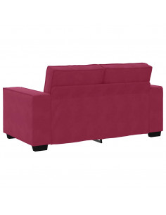 Set di Divani 2 pz con Cuscini Rosso Vino in Velluto
