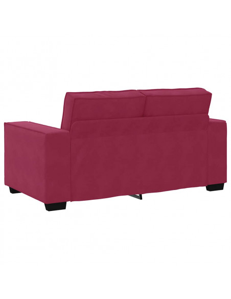 Set di Divani 2 pz con Cuscini Rosso Vino in Velluto