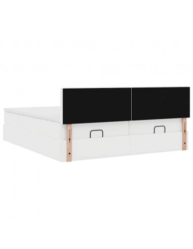 Struttura Letto Pouf con Materassi Bianco 160x200 cm Similpelle