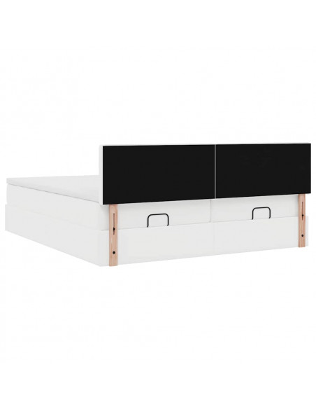 Struttura Letto Pouf con Materassi Bianco 160x200 cm Similpelle