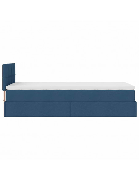 Struttura Letto Pouf con Materasso Blu 80x200 cm in Tessuto