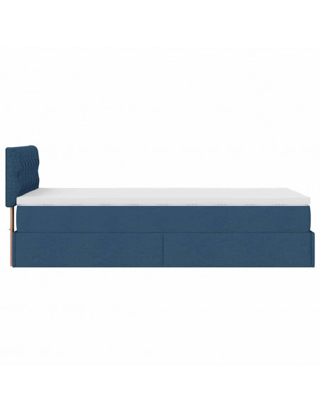Struttura Letto Pouf con Materasso Blu 80x200 cm in Tessuto