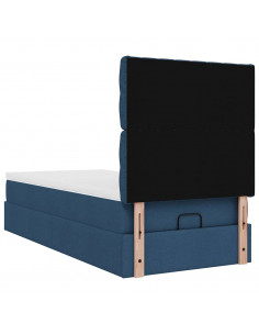Struttura Letto Pouf con Materasso Blu 80x200 cm in Tessuto