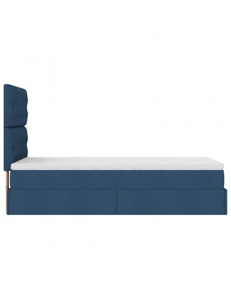 Struttura Letto Pouf con Materasso Blu 80x200 cm in Tessuto