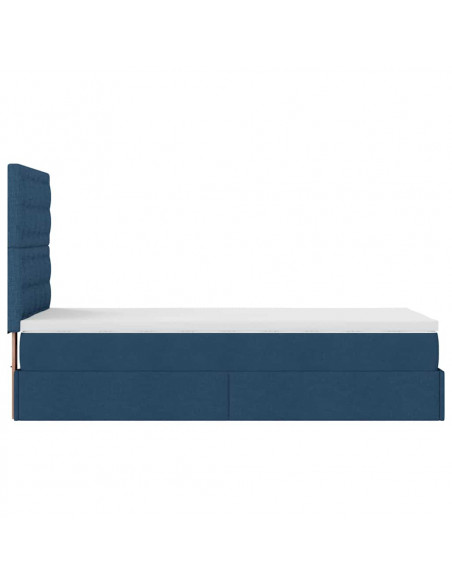 Struttura Letto Pouf con Materasso Blu 80x200 cm in Tessuto