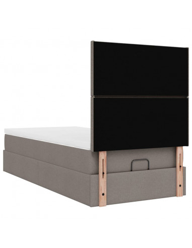 Struttura Letto Pouf con Materasso Tortora 80x200 cm in Tessuto