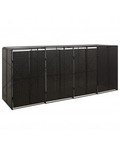 Copribidone Quadruplo Nero 274x80x117 cm in Polyrattan