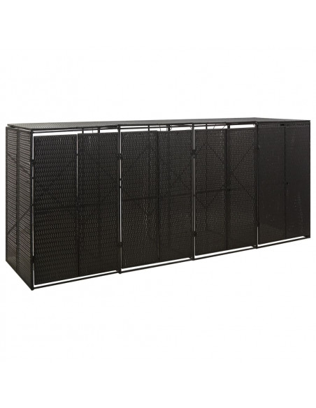 Copribidone Quadruplo Nero 274x80x117 cm in Polyrattan