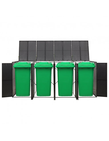 Copribidone Quadruplo Nero 274x80x117 cm in Polyrattan