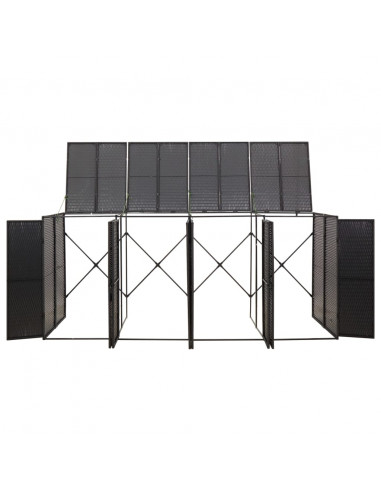 Copribidone Quadruplo Nero 274x80x117 cm in Polyrattan