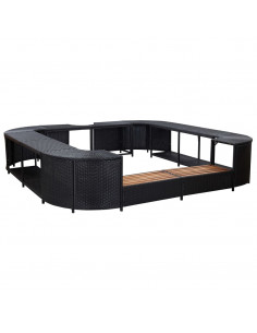 Bordo per Vasca da Spa Quadrato Nero 268x268x55 cm Polyrattan
