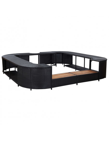Bordo per Vasca da Spa Quadrato Nero 268x268x55 cm Polyrattan