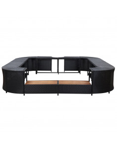 Bordo per Vasca da Spa Quadrato Nero 268x268x55 cm Polyrattan 2