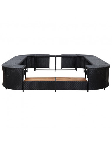 Bordo per Vasca da Spa Quadrato Nero 268x268x55 cm Polyrattan