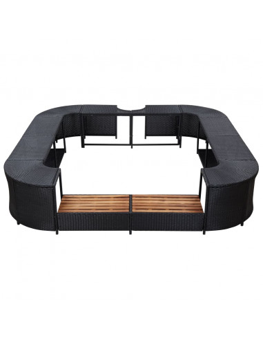 Bordo per Vasca da Spa Quadrato Nero 268x268x55 cm Polyrattan