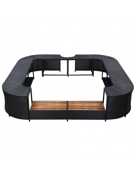 Bordo per Vasca da Spa Quadrato Nero 268x268x55 cm Polyrattan