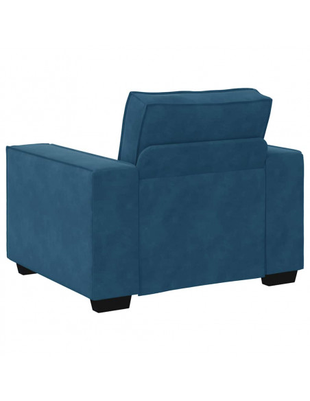 Set di Divani 3 pz con Cuscini Blu in Velluto