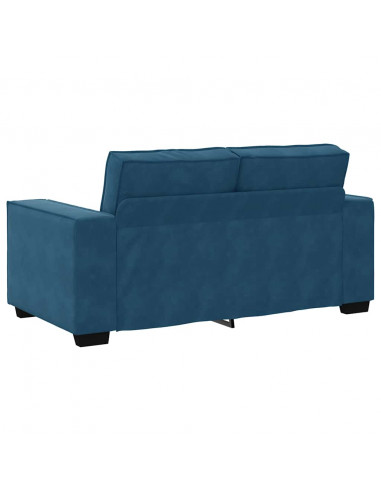 Set di Divani 3 pz con Cuscini Blu in Velluto