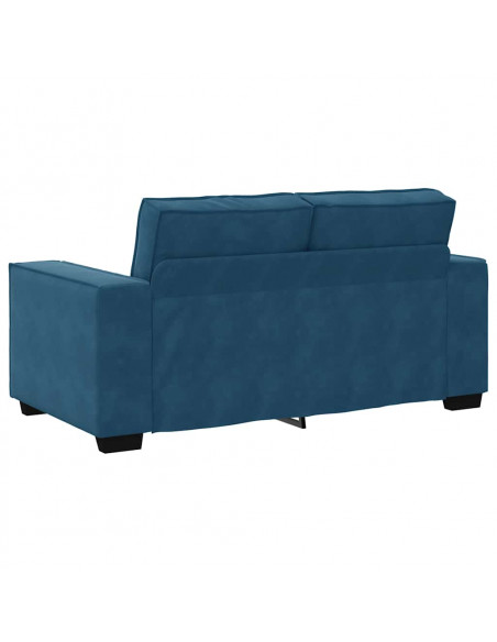 Set di Divani 3 pz con Cuscini Blu in Velluto