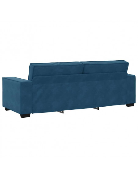 Set di Divani 3 pz con Cuscini Blu in Velluto