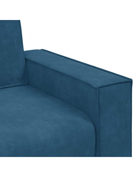 Set di Divani 3 pz con Cuscini Blu in Velluto