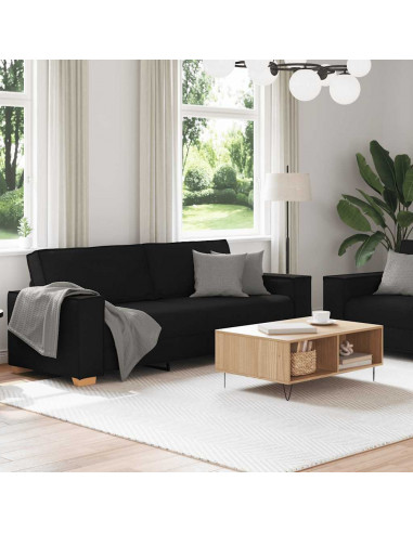 Set di Divani 2 pz con Cuscini Nero in Tessuto