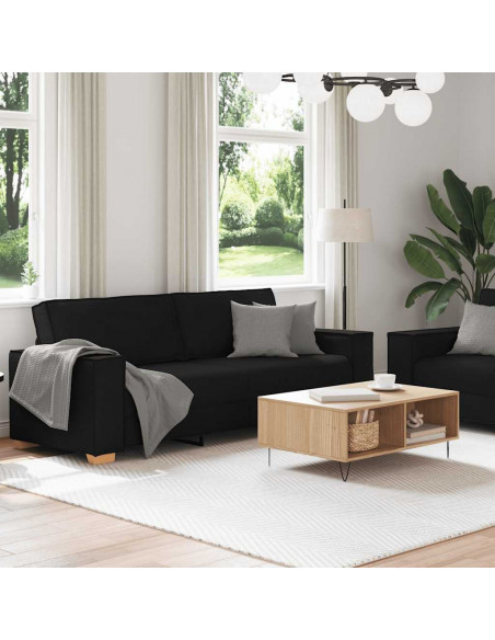 Set di Divani 2 pz con Cuscini Nero in Tessuto