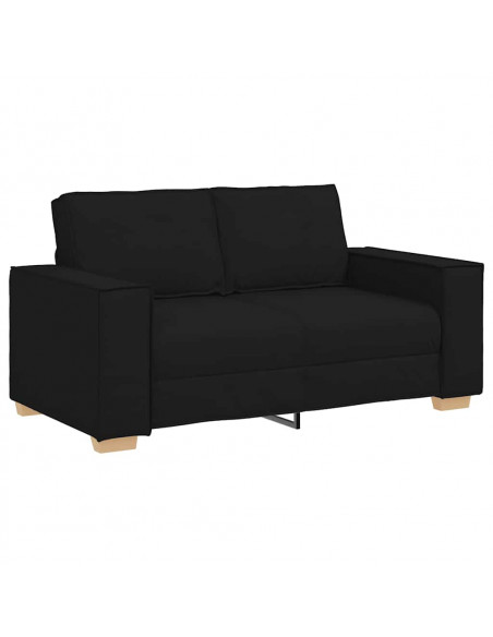 Set di Divani 2 pz con Cuscini Nero in Tessuto