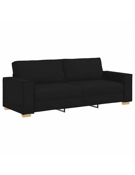 Set di Divani 2 pz con Cuscini Nero in Tessuto