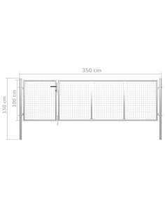 Cancello di Recinzione in Acciaio 350x100 cm Argento