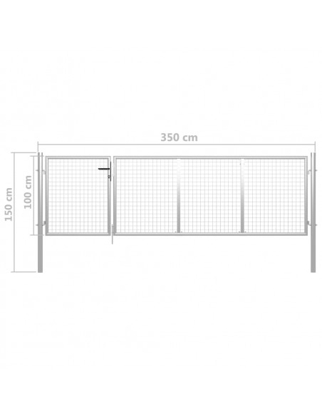 Cancello di Recinzione in Acciaio 350x100 cm Argento