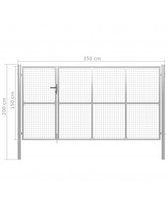 Cancello per Giardino in Acciaio 350x150 cm Argento