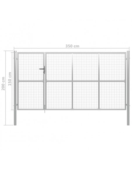 Cancello per Giardino in Acciaio 350x150 cm Argento
